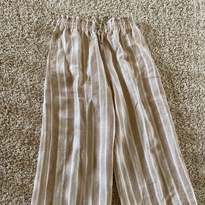 MADEWELL LINEN CROPPED WIDELEG PANTS.